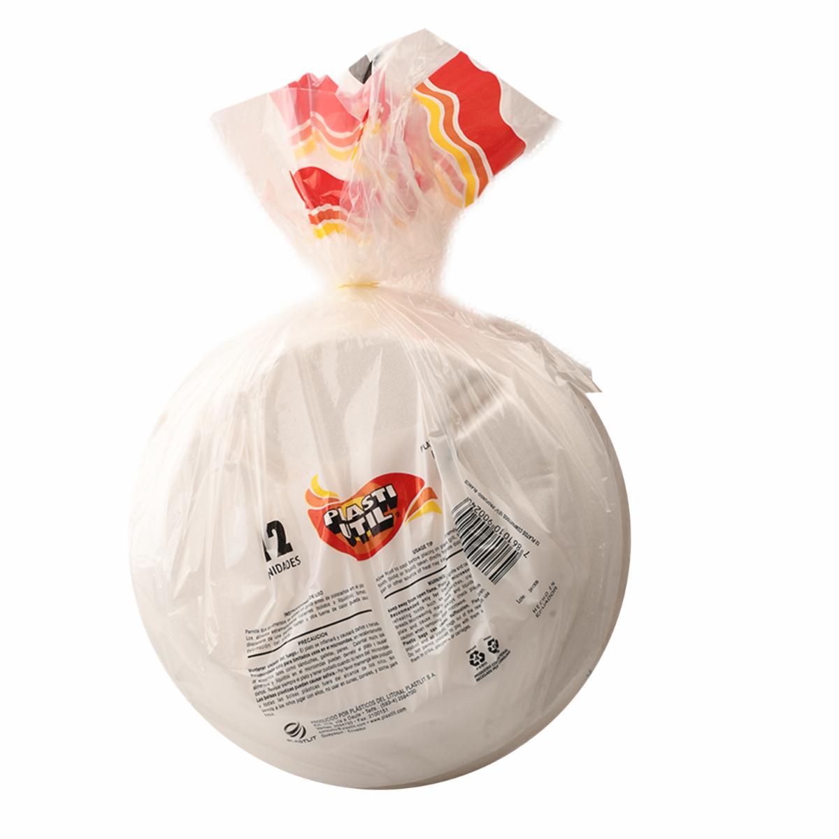 Plato Compartido Blanco Con Amarillo PLASTIUTIL 12 Uds - Image 2