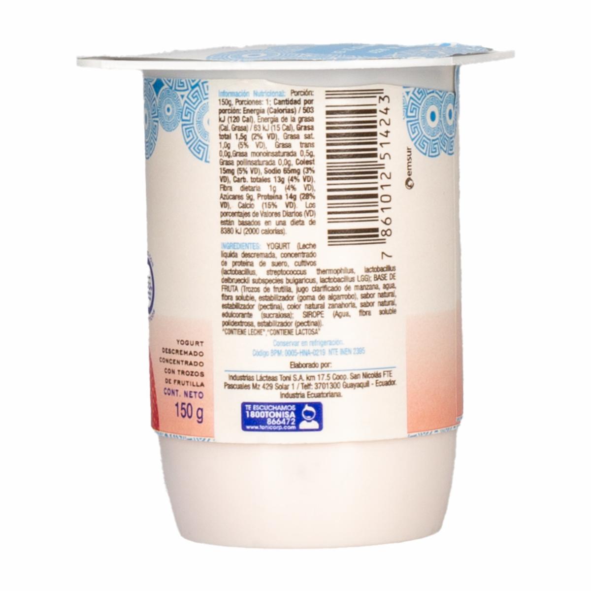Yogurt Griego Trozos De Frutilla TONI 150 G - Image 2