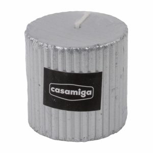 Vela Decorativa Acanalada Delgada Plateada CASAMIGA Unidad