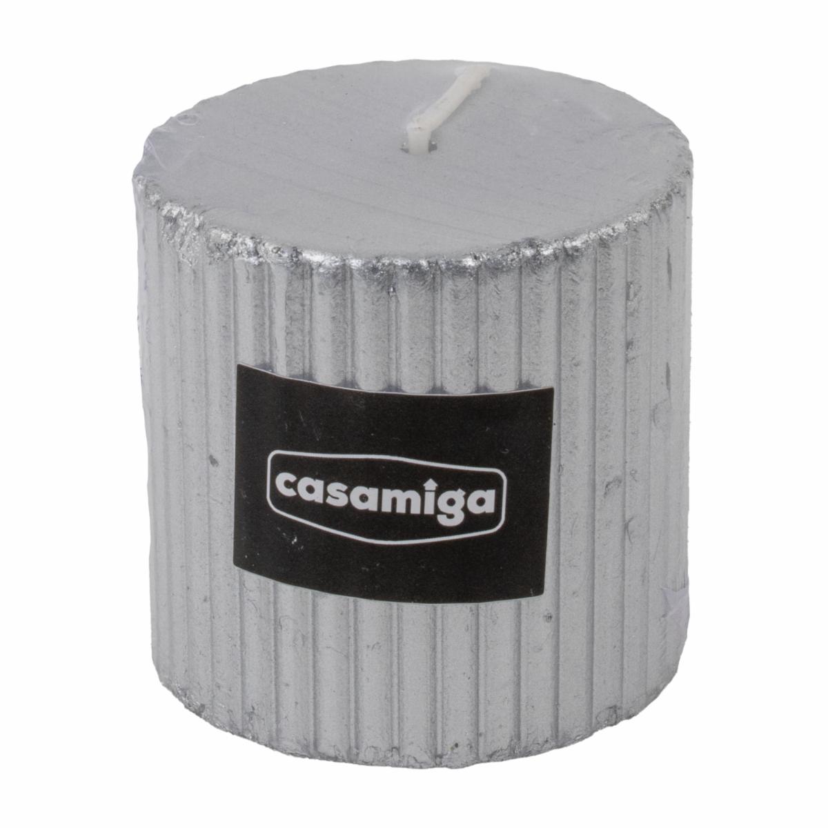 Vela Decorativa Acanalada Delgada Plateada CASAMIGA Unidad