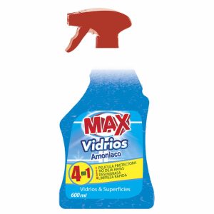 Limpiador De Vidrios Y Superficies Con Amoníaco 4 En 1 MAX 600 Ml