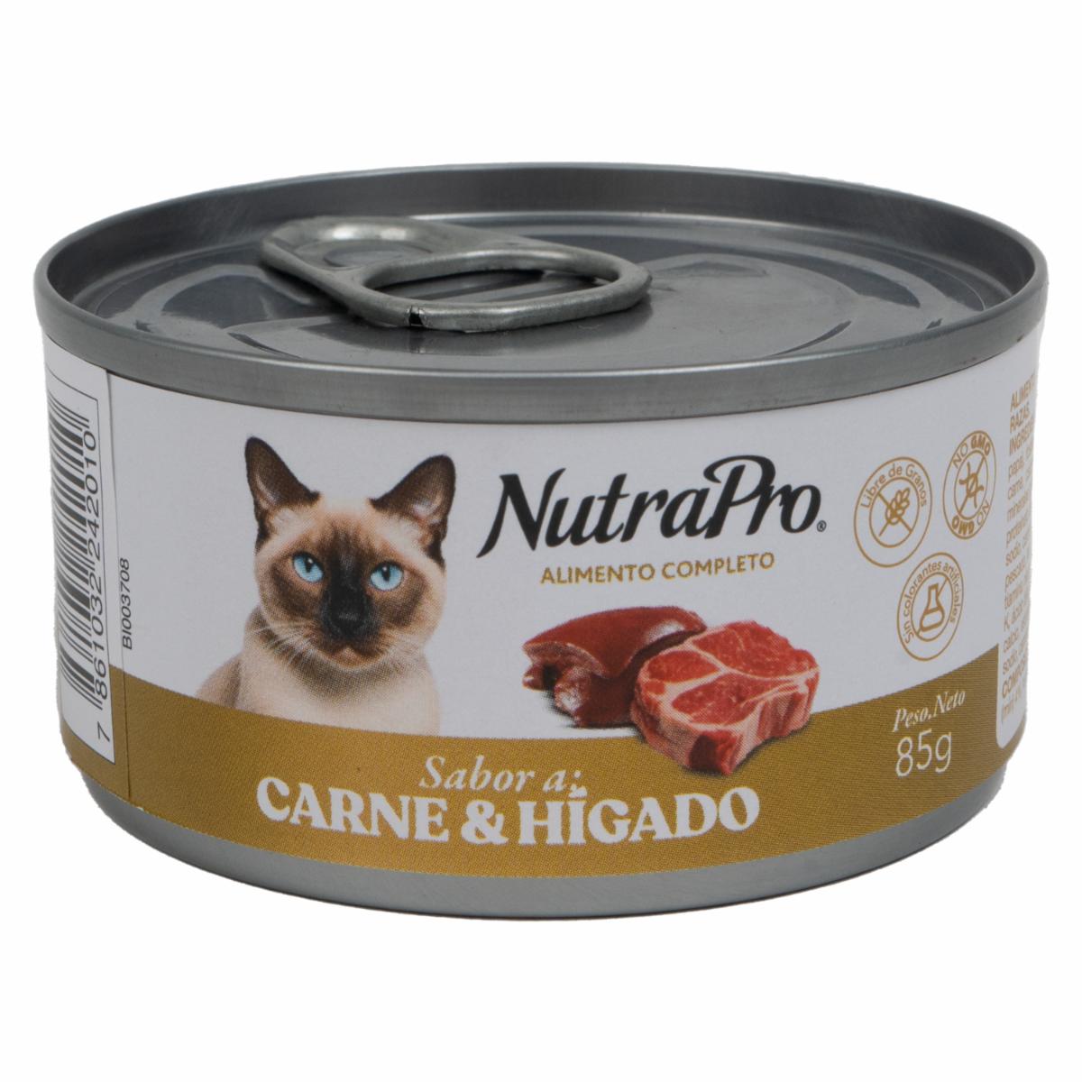 Alimento Húmedo Para Gatos Sabor A Carne E Hígado En Lata NUTRAPRO 85 G