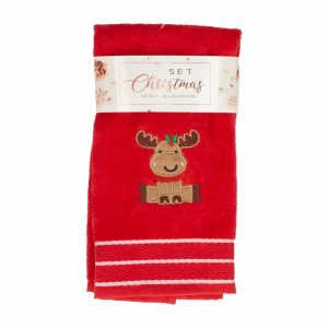 Toalla Facial Velour Rojo Navidad Doble Cocos RENATTA 50 X 30 Cm