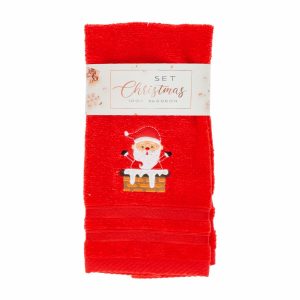 Toalla Facial Velour Rojo Navidad RENATTA 50 X 30 Cm
