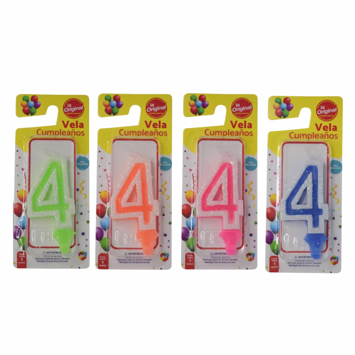 Vela De Cumpleaños LA ORIGINAL Número 4