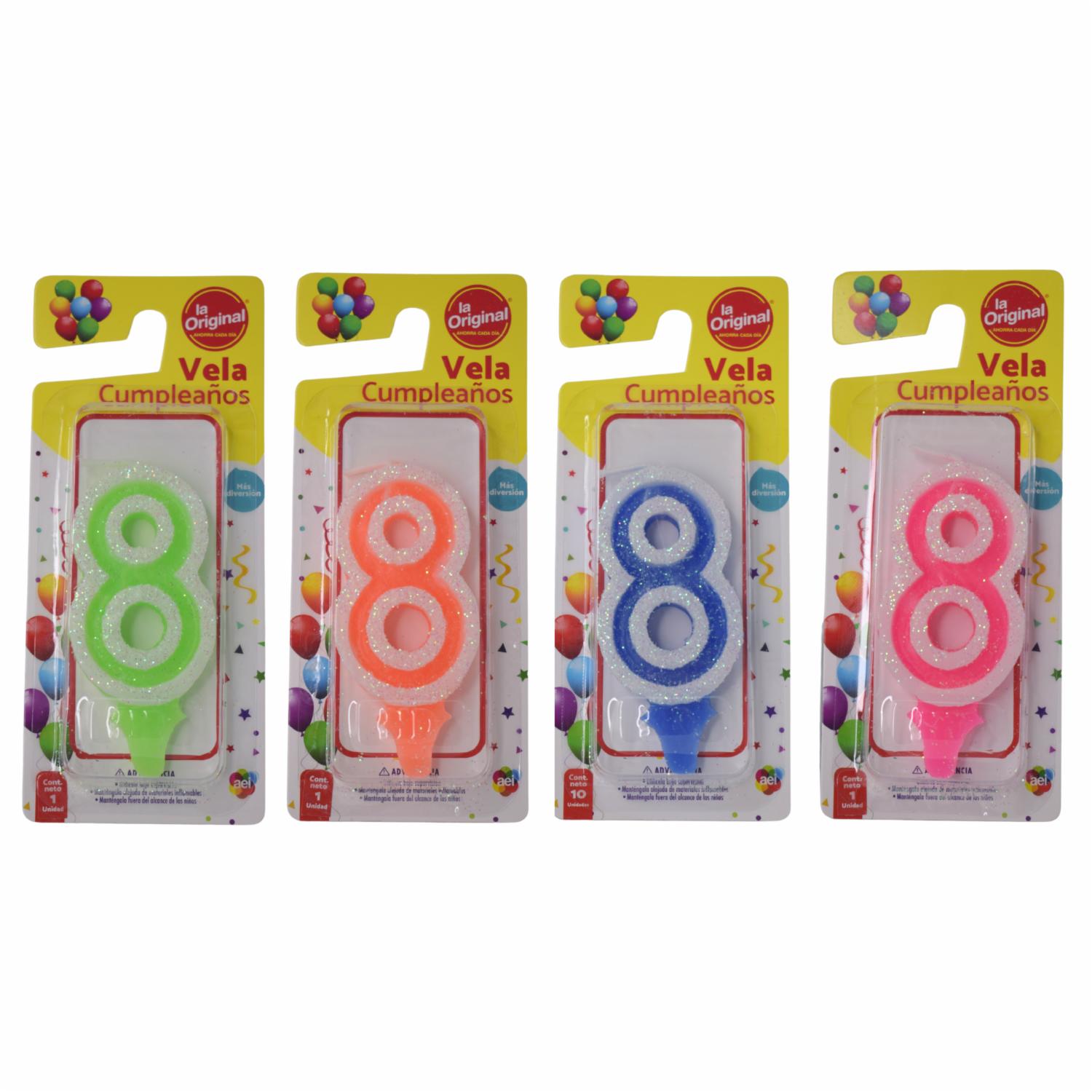 Vela De Cumpleaños LA ORIGINAL Número 8