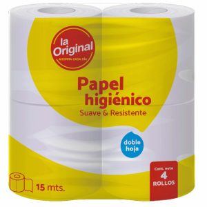 Papel Higiénico Doble Hoja Suave Y Resistente LA ORIGINAL 4 Rollos