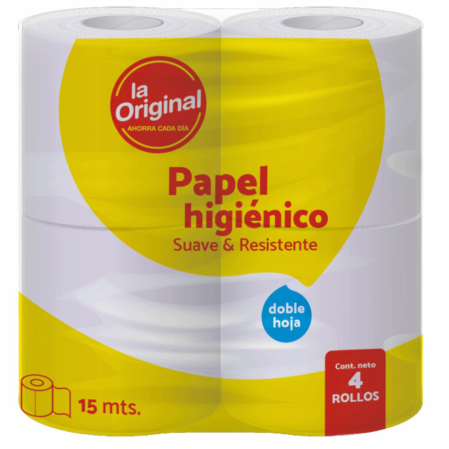 Papel Higiénico Doble Hoja Suave Y Resistente LA ORIGINAL 4 Rollos