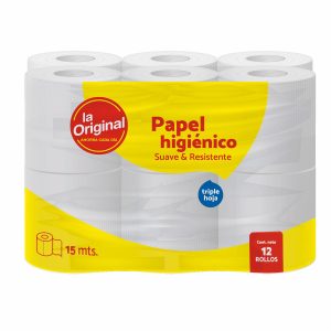 Papel Higiénico Suave Y Resistente LA ORIGINAL 12 Rollos