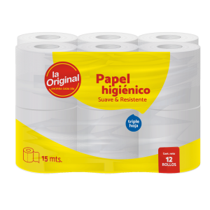 Papel Higiénico Suave Y Resistente LA ORIGINAL 12 Rollos