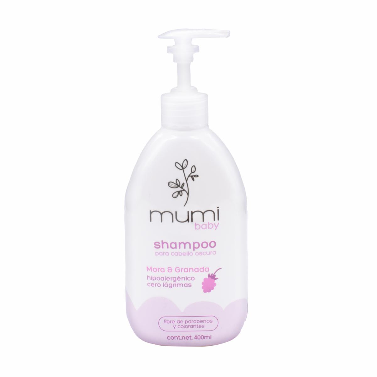 Shampoo Baby Con Mora Y Granada Para Cabello Oscuro MUMI 400 Ml