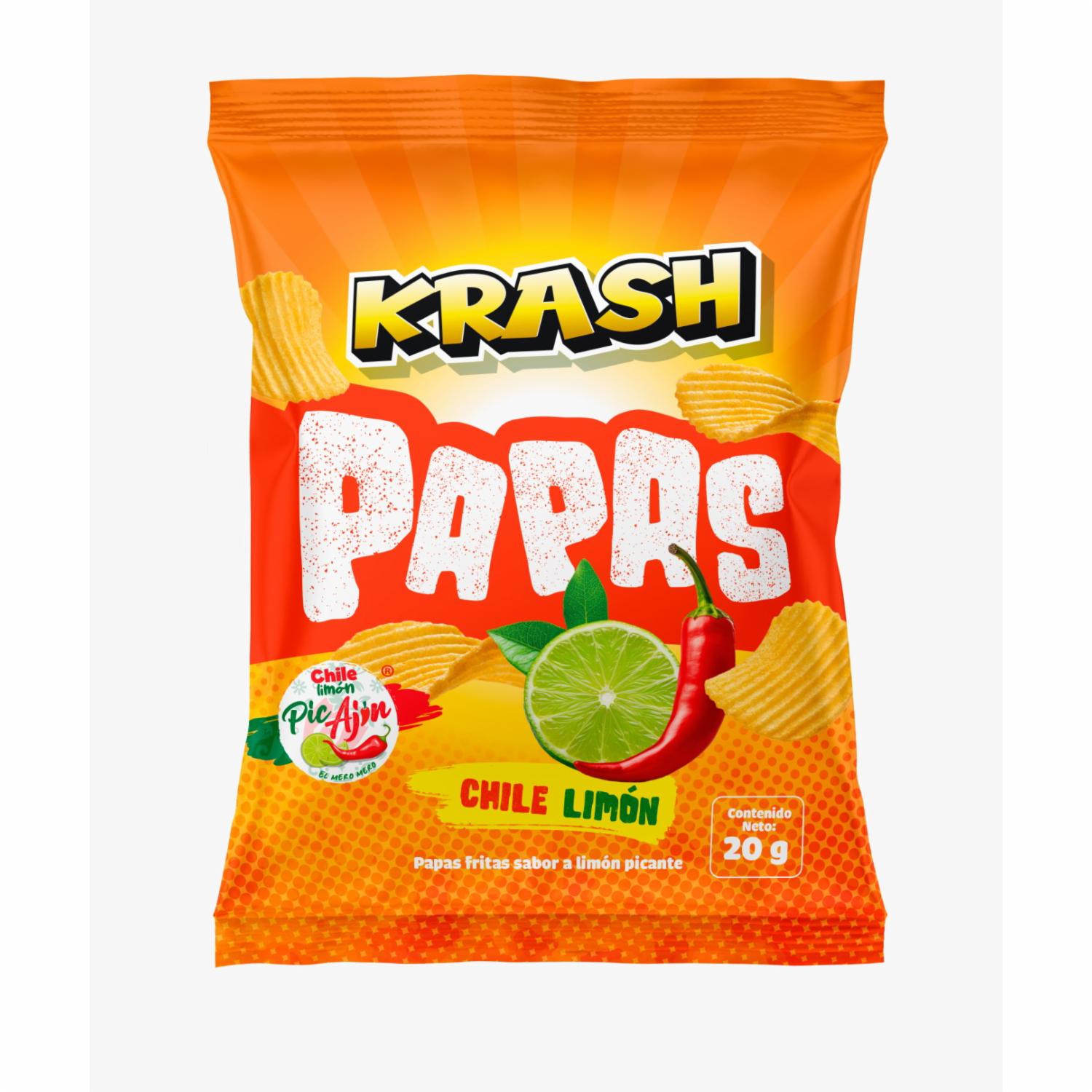 Papas Fritas Sabor A Limón Picante Con Pic Ajín KRASH 20 G