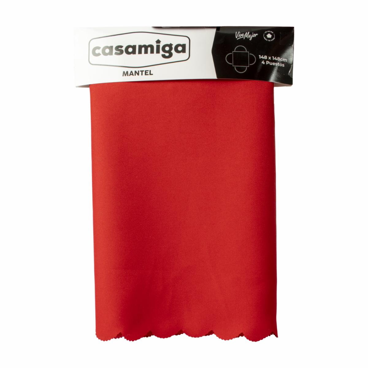 Mantel Llano Rojo Cuadrado 4 puestos CASAMIGA 148 X 148 Cm