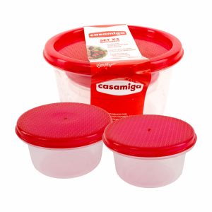 Set Reposteros Transparente Discoware Con Tapa Roja CASAMIGA