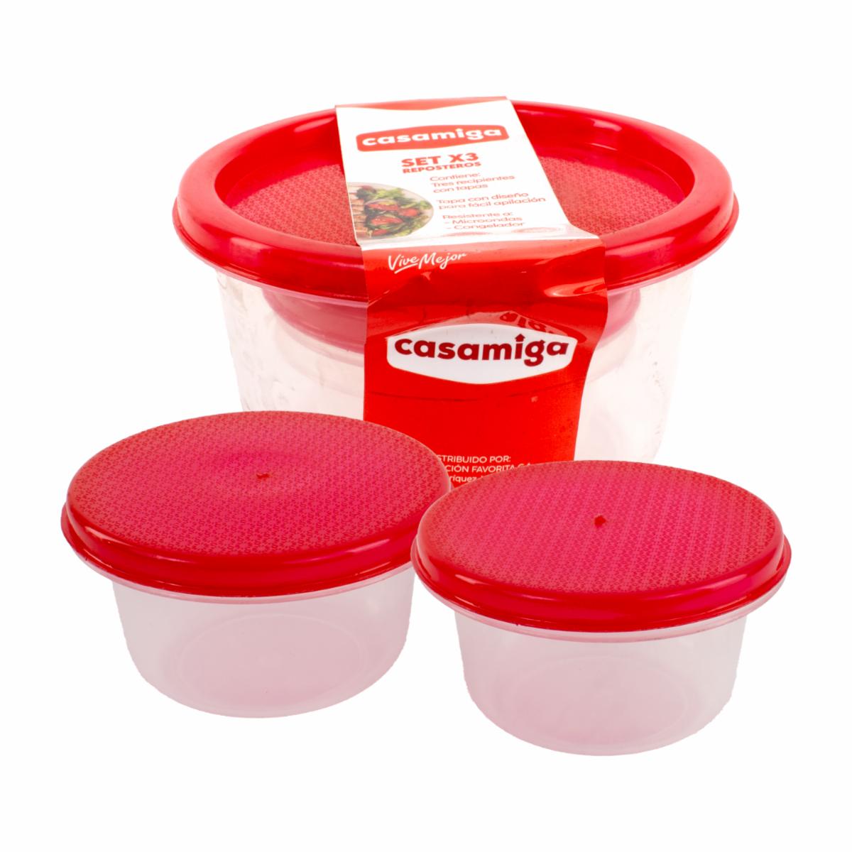 Set Reposteros Transparente Discoware Con Tapa Roja CASAMIGA Unidad