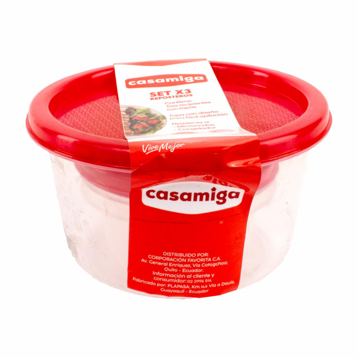 Set Reposteros Transparente Discoware Con Tapa Roja CASAMIGA Unidad - Image 2