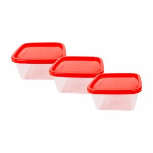 Set Reposteros Transparente Con Tapa Roja Foodkeepers CASAMIGA Unidad