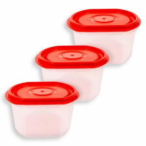 Set Reposteros Transparente Con Tapa Roja Ovalware CASAMIGA Unidad