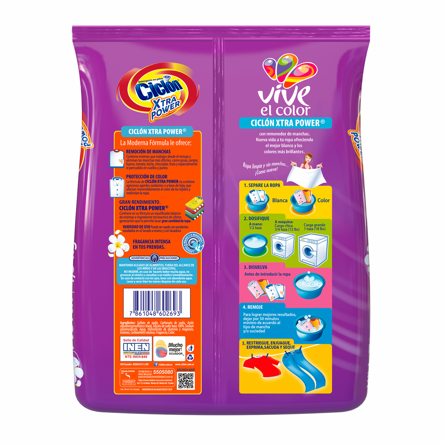 Detergente En Polvo Aroma Floral Xtra Power CICLÓN 1200 G - Image 2