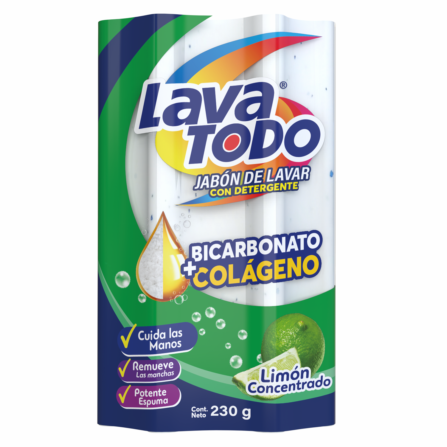 Jabón De Ropa Con Detergente Aroma A Limón LAVATODO 230 G