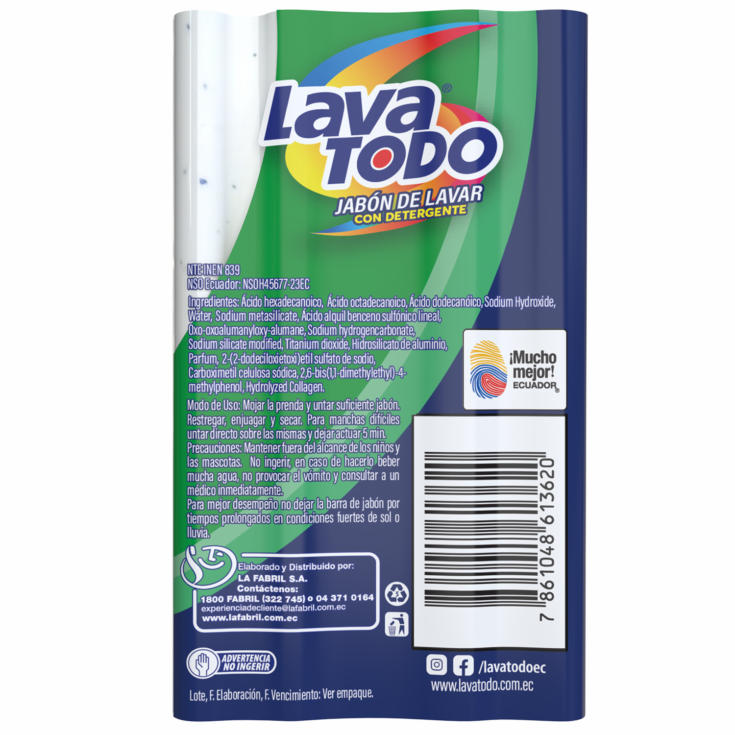 Jabón De Ropa Con Detergente Aroma A Limón LAVATODO 230 G - Image 2