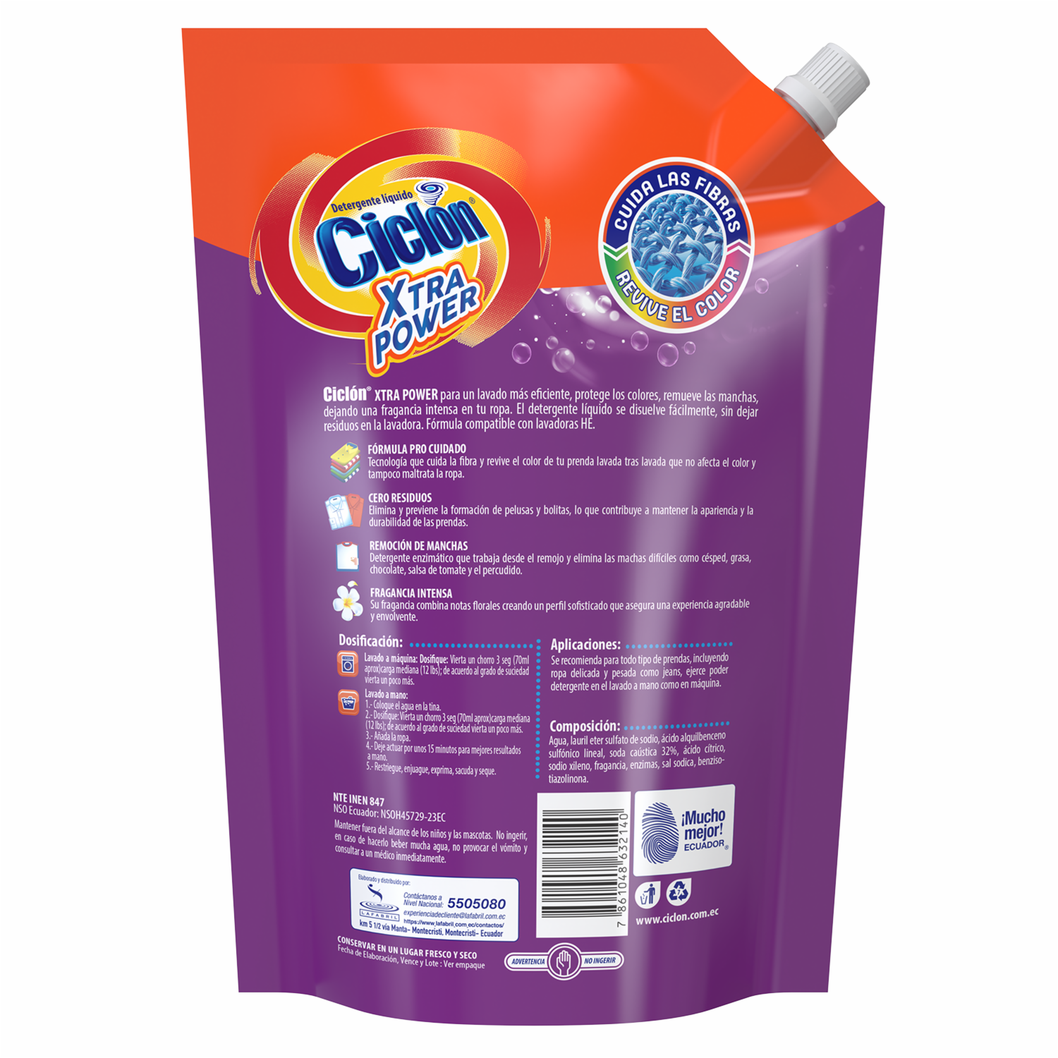 Detergente Líquido Xtra Power CICLÓN 1300 Ml - Image 2