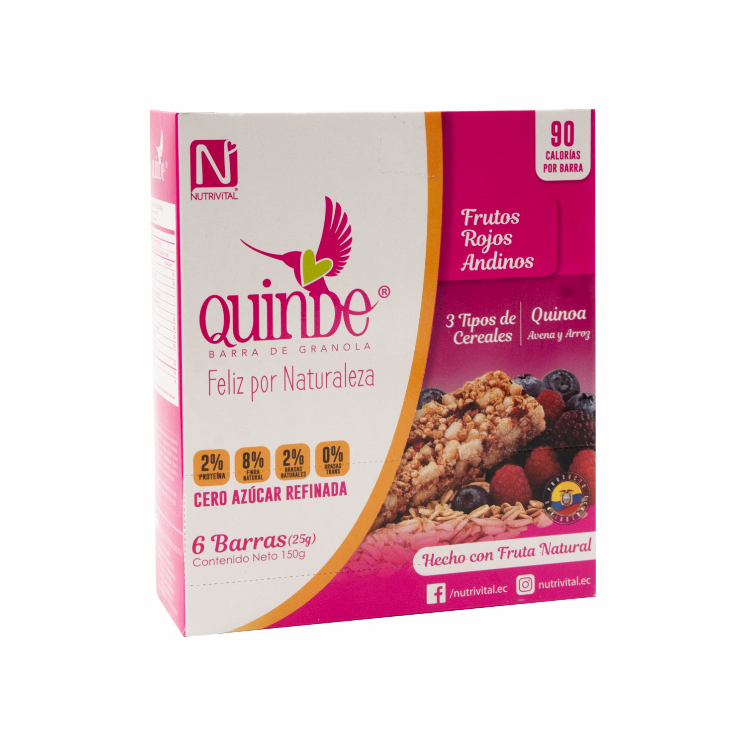 Barra De Cereal Con Frutos Rojos QUINDE 150G
