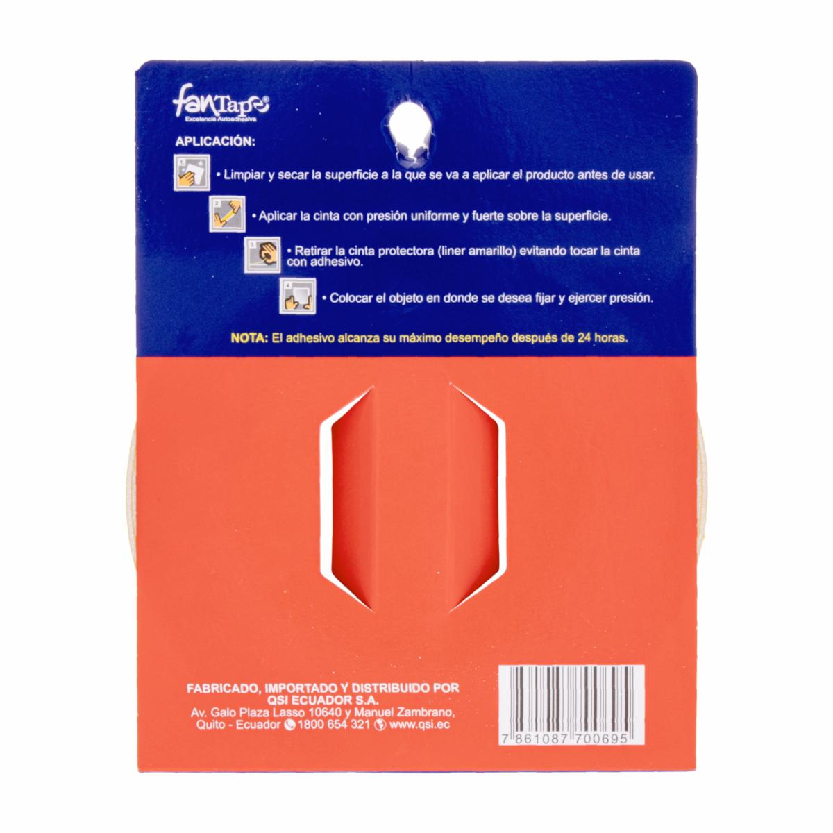 Cinta Adhesiva Doble Faz Espuma Blanco 5Mx12X1 FANTAPE Unidad - Image 2