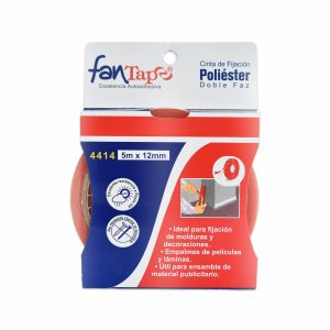 Cinta Adhesiva Doble Faz Poliéster 5Mx12Mm FANTAPE Unidad