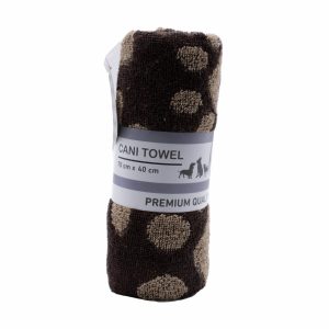 Toalla De Mascota Pequeña Color Café Habano Diseño Patitas CANI 70 X 40 Cm