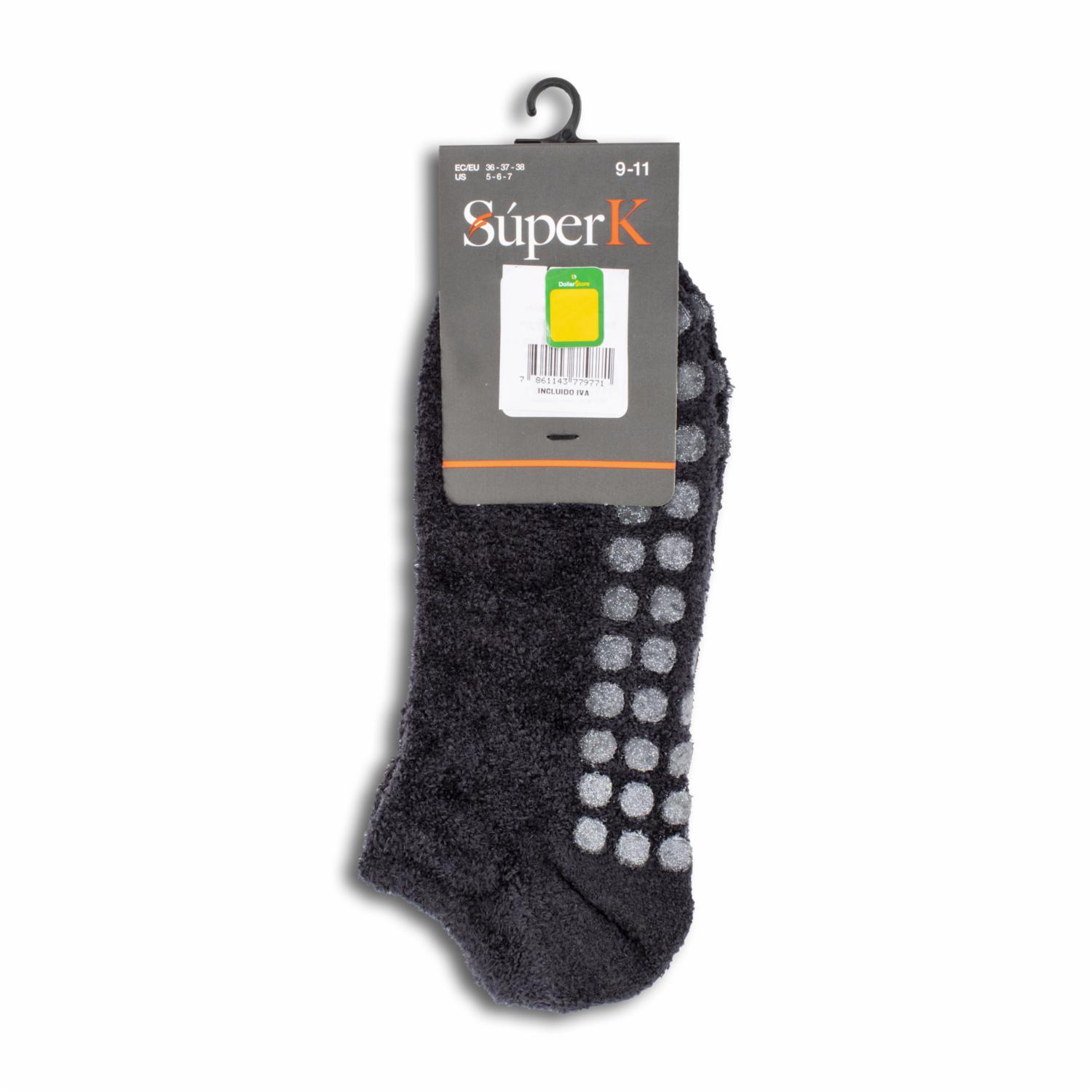 Medias Babuchas Antideslizante Plata SÚPER K Talla 9-11