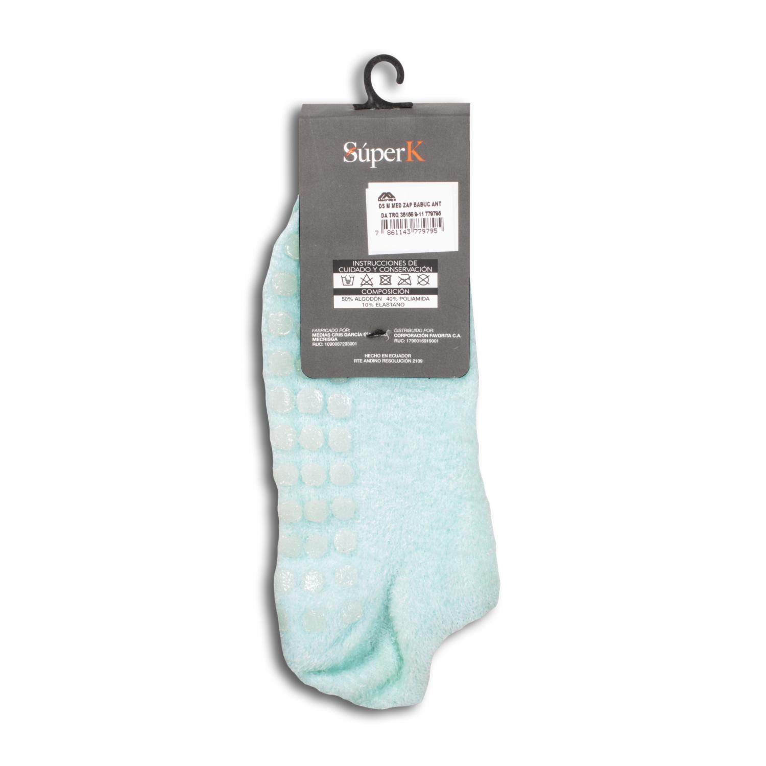 Medias Babuchas Antideslizante Turquesa SÚPER K Talla 9-11 - Image 2