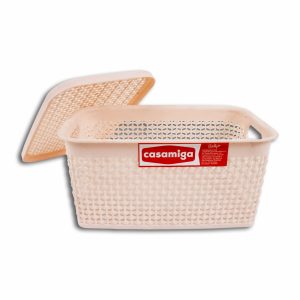 Cesto Con Tapa Color Palo De Rosa PLAPASA Unidad