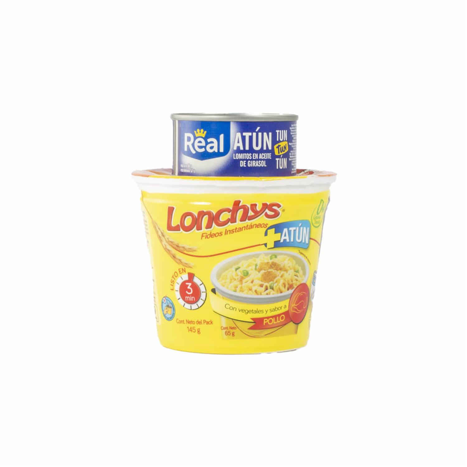 Fideo Instantáneo Sabor A Pollo + Atún Real LONCHYS 2 X 72.50 g