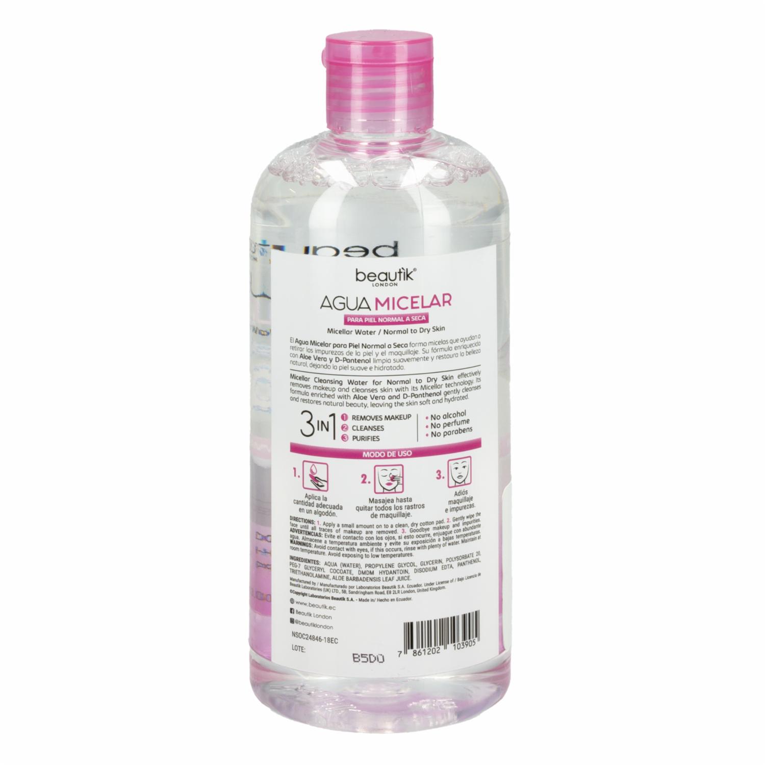 Agua Micelar Piel Normal BEAUTÌK LONDON 385 Ml - Image 2