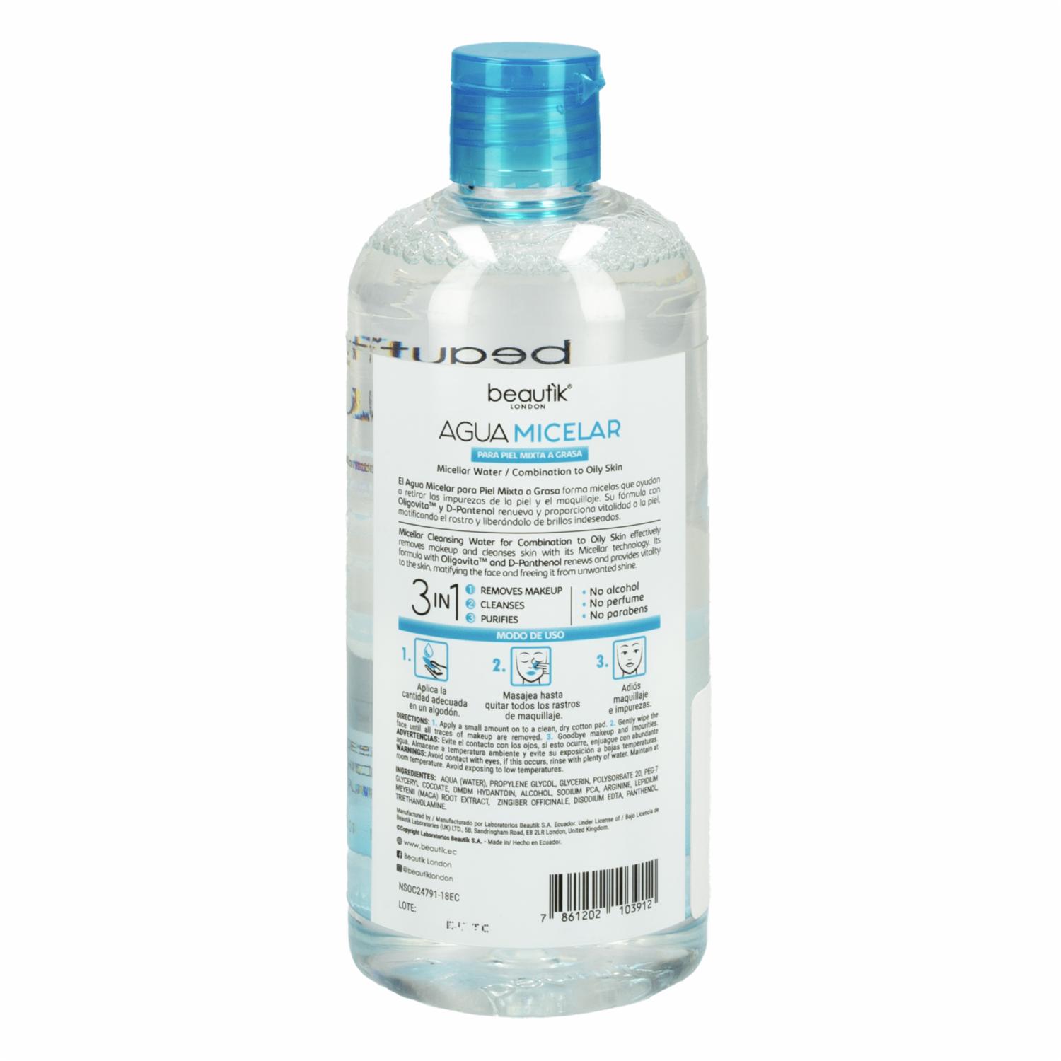 Agua Micelar Piel Mixta O Grasa BEAUTÌK LONDON 385 Ml - Image 2