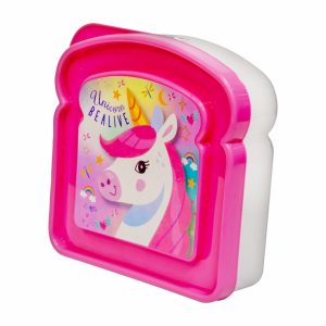 Recipiente Sanduchero Unicornio Rosado CASA PICA 13 X 13 Cm