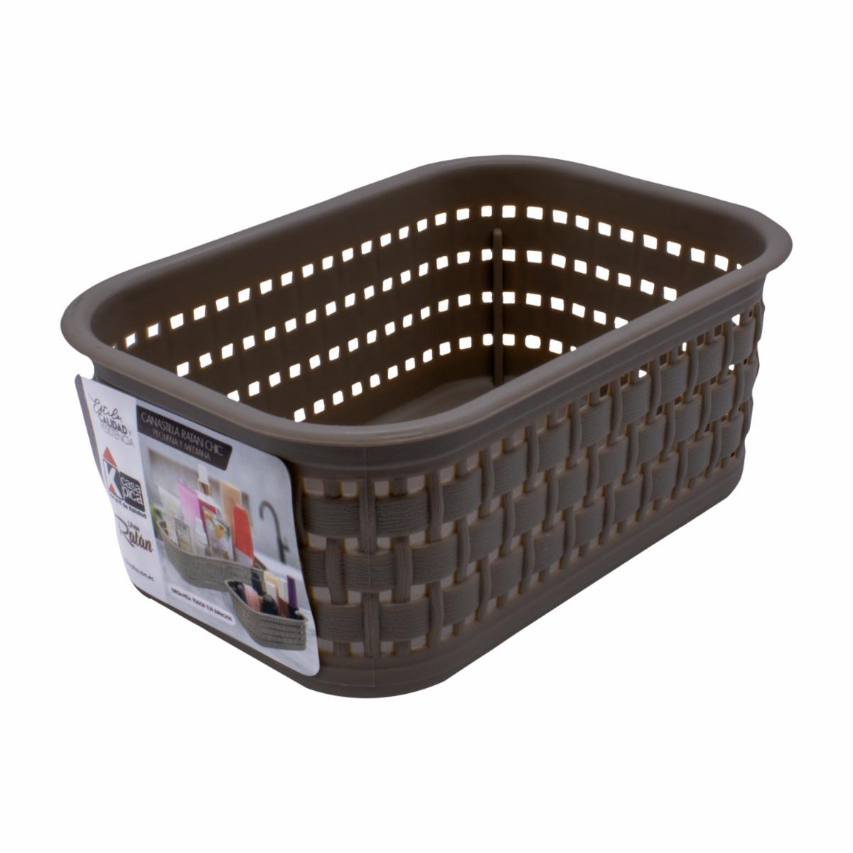 Canastilla Ratán Chic Sin Tapa Color Café CASA PICA Pequeña