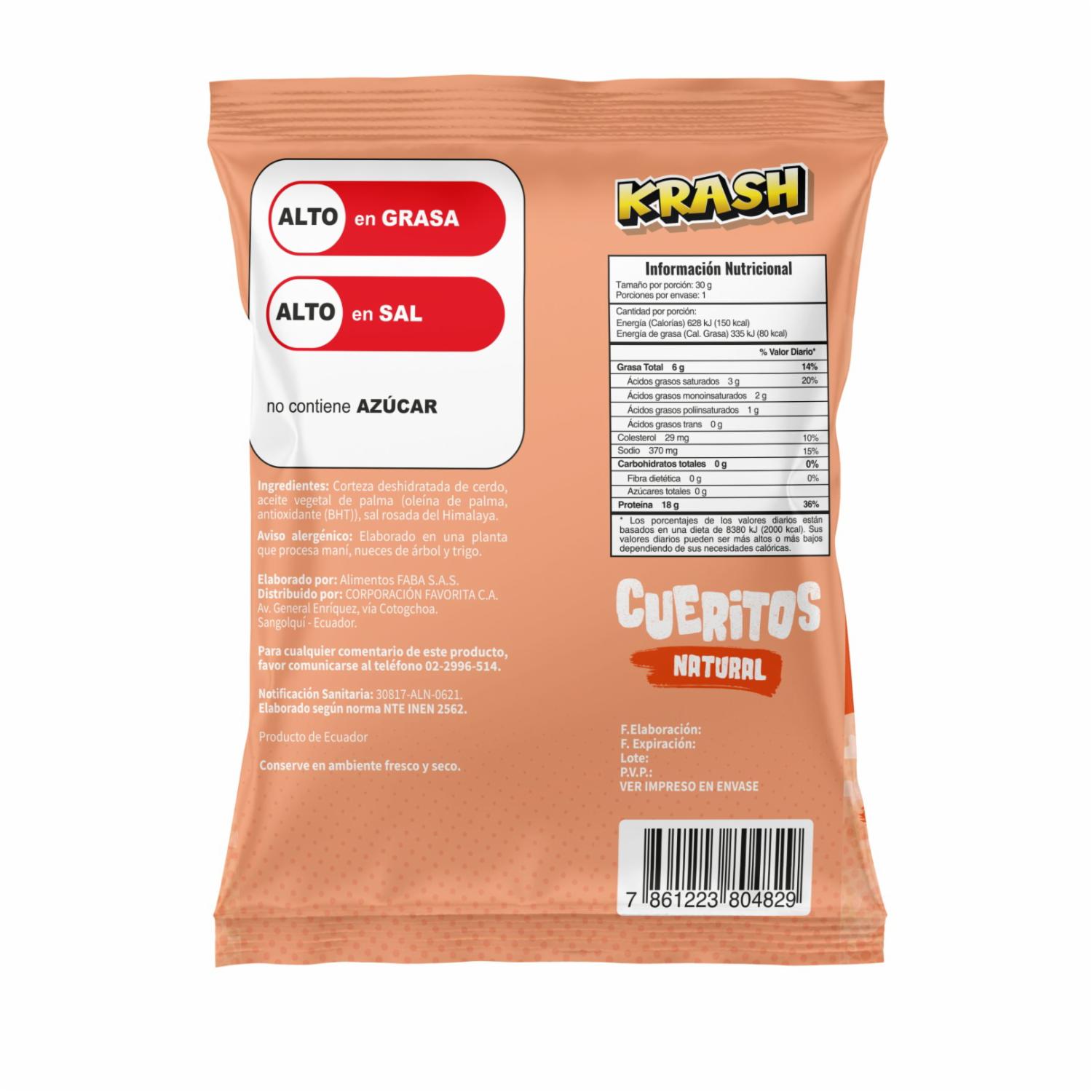 Cueritos Bocaditos De Cuero De Cerdo Sabor Natural KRASH 30 G - Image 3