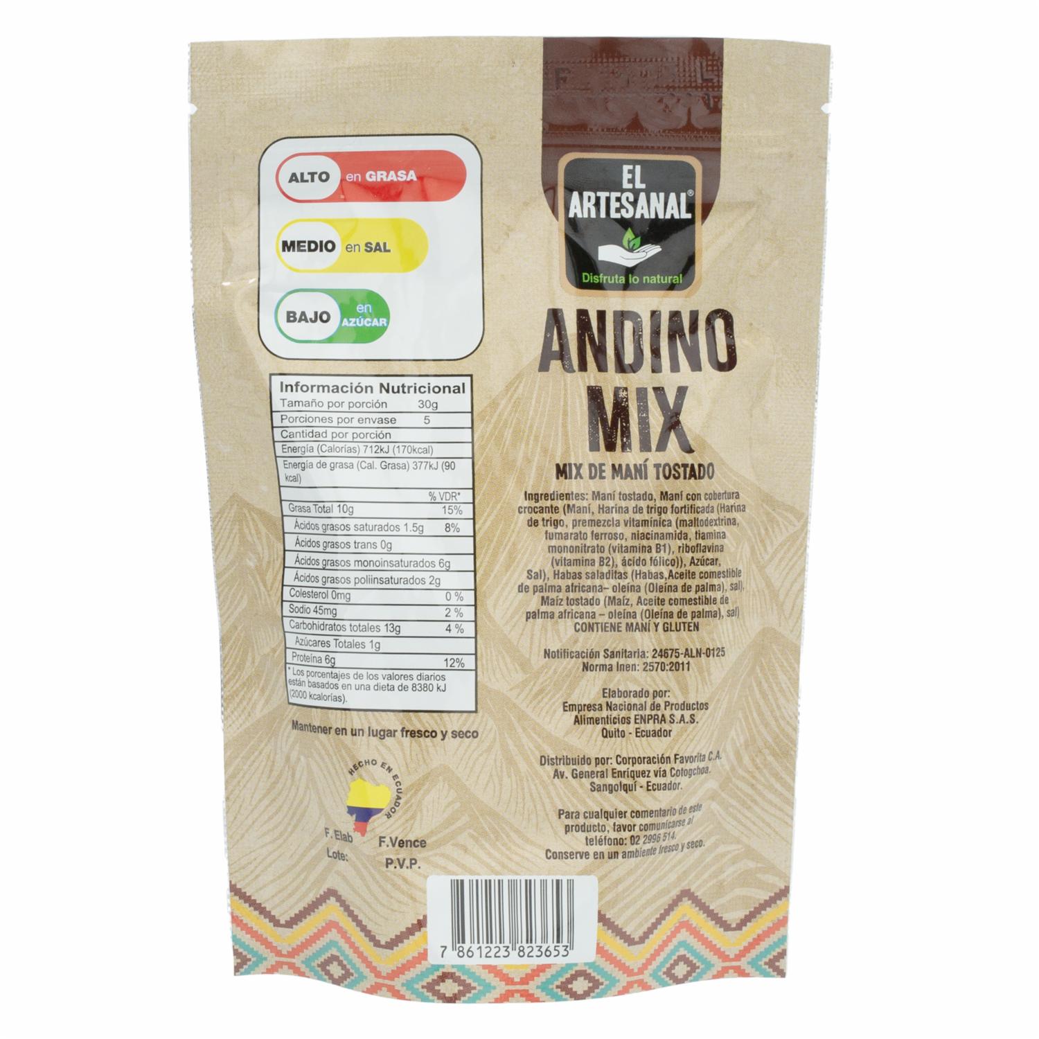 Mix Andino Habas Maní Y Tostado EL ARTESANAL 150 G - Image 2