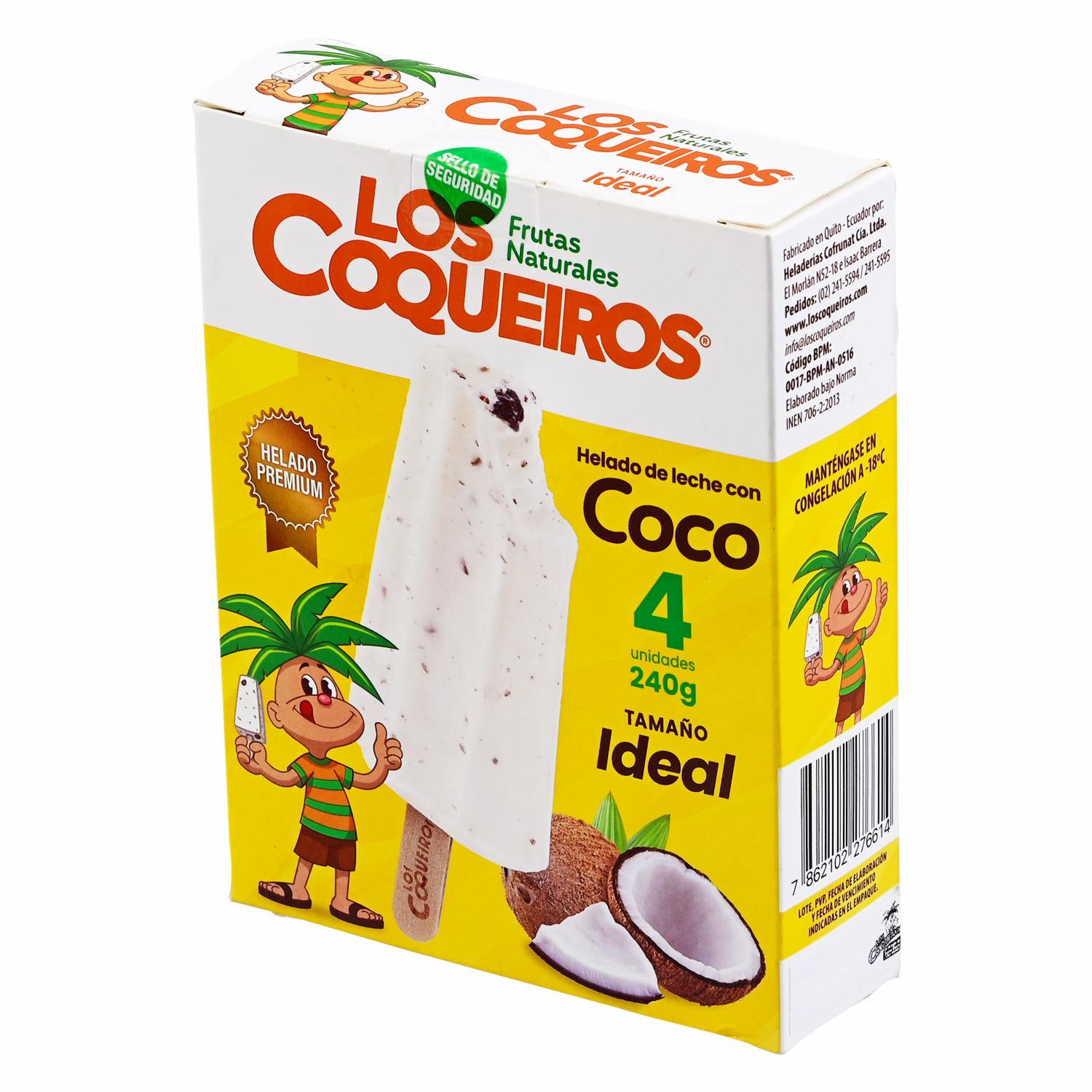 Helado Coco LOS COQUEIROS 4 X 60 G