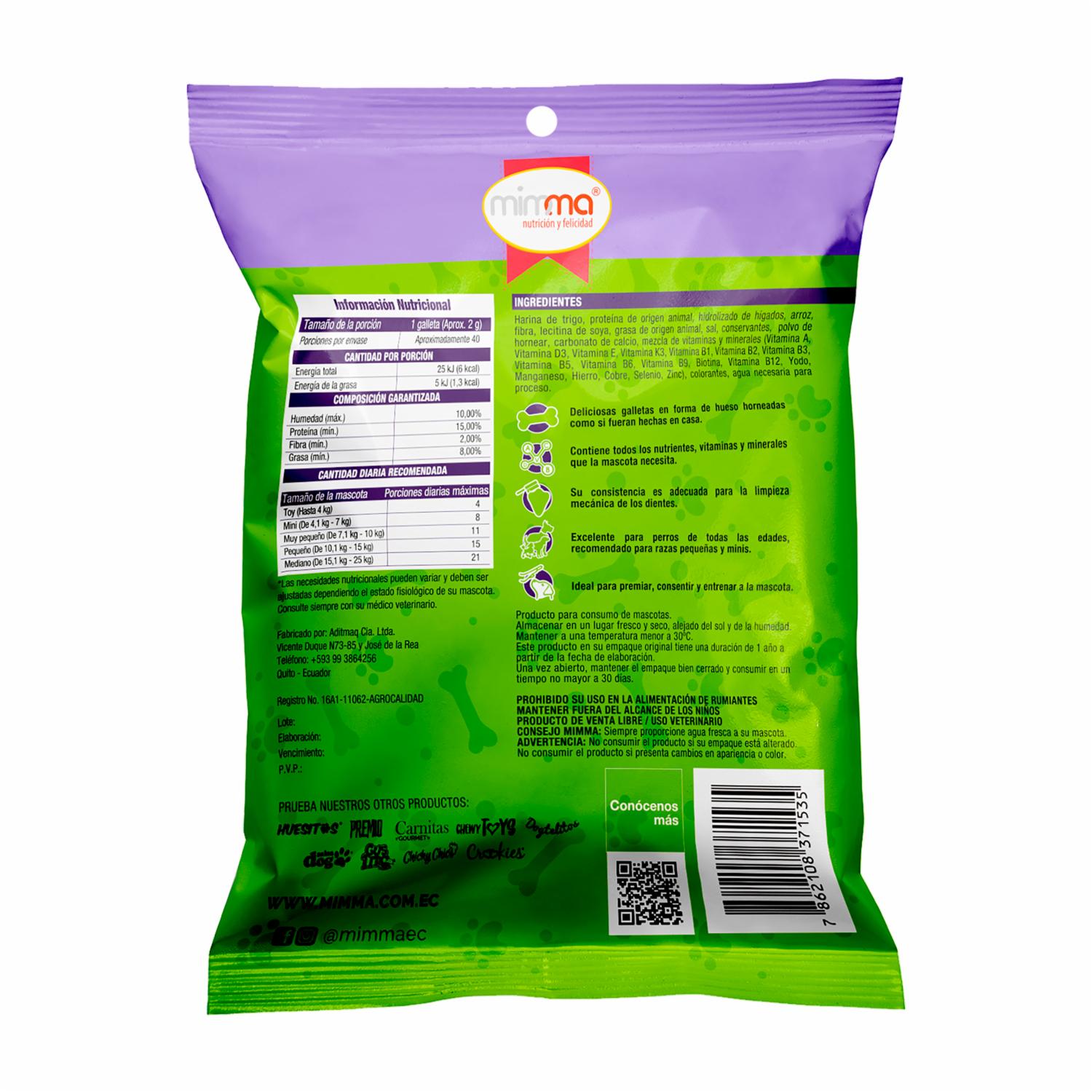 Galletas Para Perros Razas Pequeñas Y Minis Sabor Arroz Con Carne HUESITOS 80 G - Image 3
