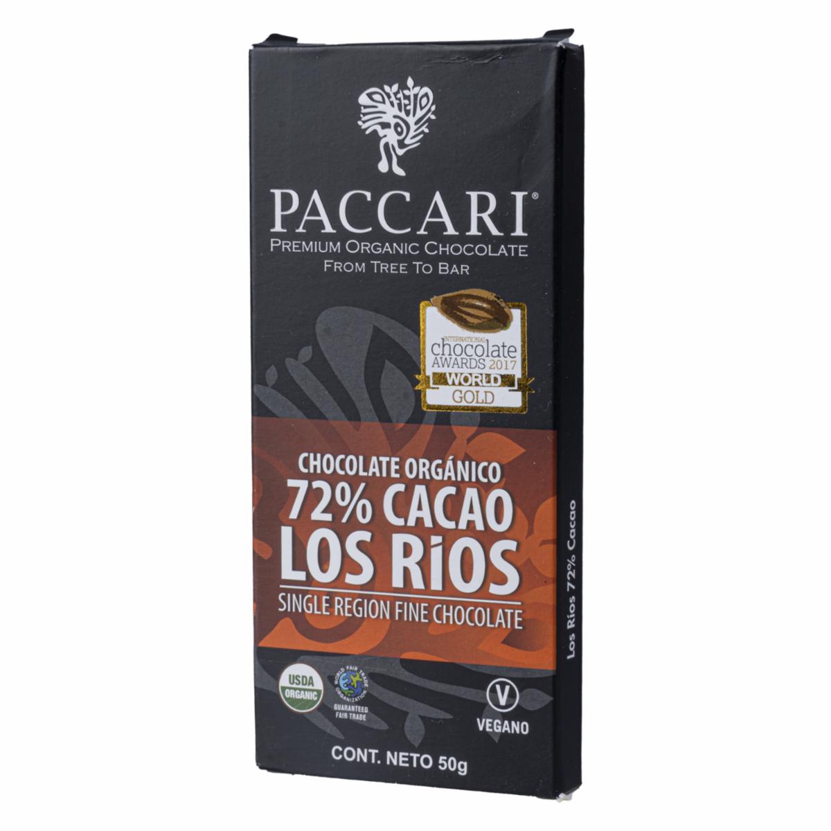 Chocolate Orgánico Los Rios 0,72 Sin Leche PACCARI Tableta