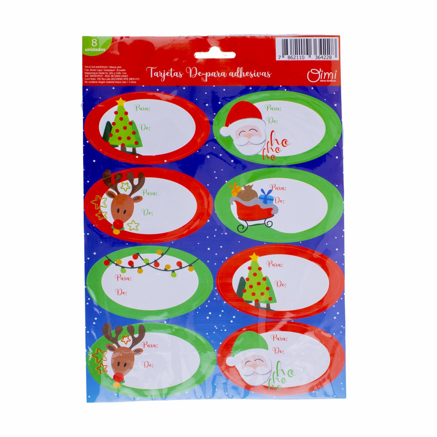 Tarjeta Adhesivas Navideñas De Para Funda 8 U. OIMI 18 Cm x 23Cm