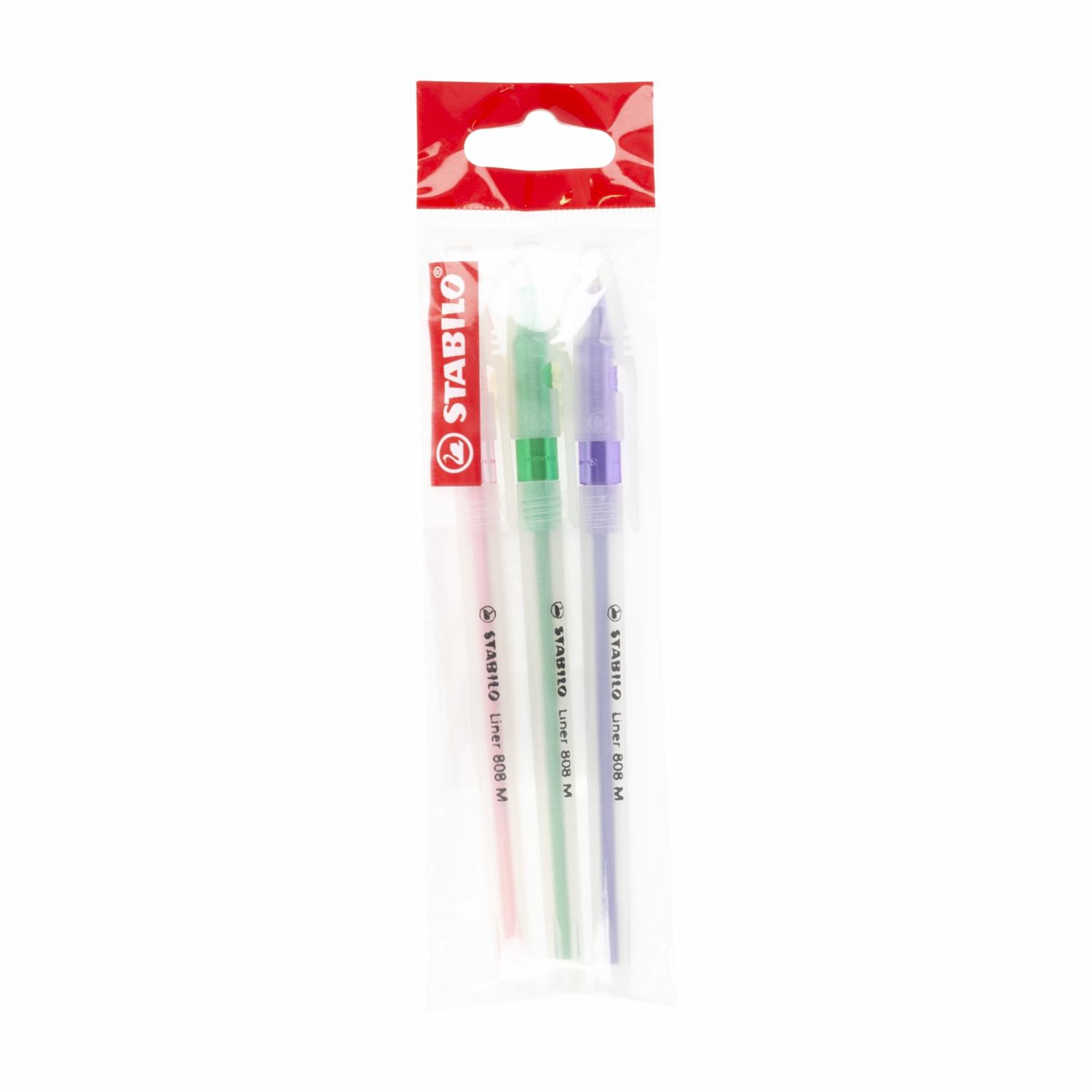 Bolígrafo Liner Verde Violeta Y Rosado STABILO 1x3 Uds