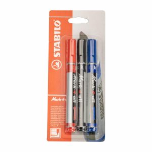 Marcador Permanente Azul Negro Rojo STABILO Ecopack 3 Uds