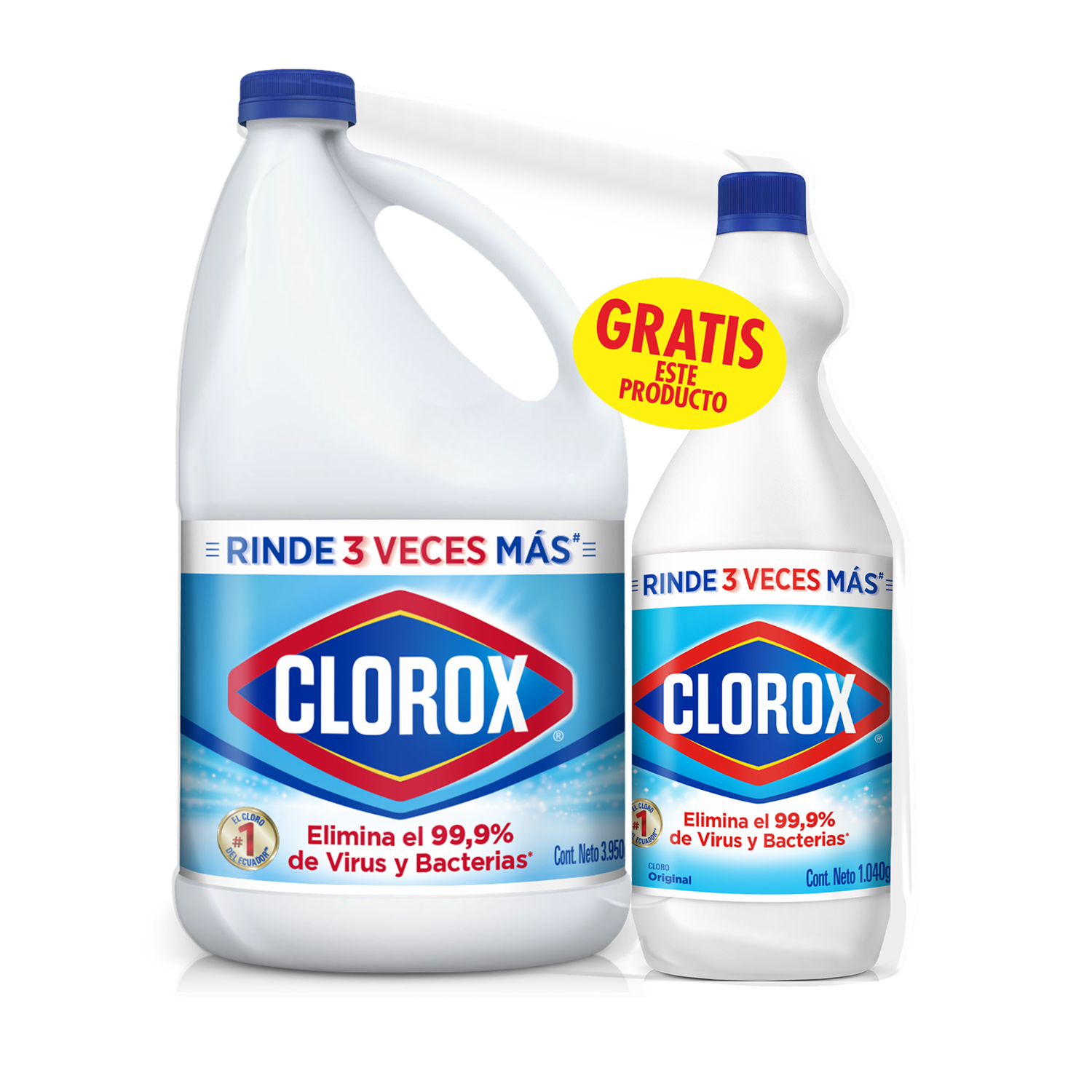 Cloro Líquido Original Rinde 3 Veces Más CLOROX Pack X 2 Uds