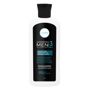 Shampoo De Cabello Men 3 En 1 Pelo Cuerpo Y Barba CLANS 400 Ml