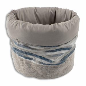 Cesta Bohemian De Forma Triangular De Rayas Azul Con Gris CASAMIGA 42 X 30 Cm