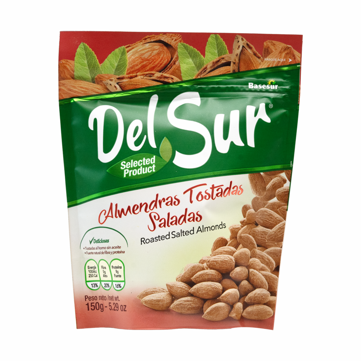 Almendras Tostadas Sin Sal DEL SUR 150 G